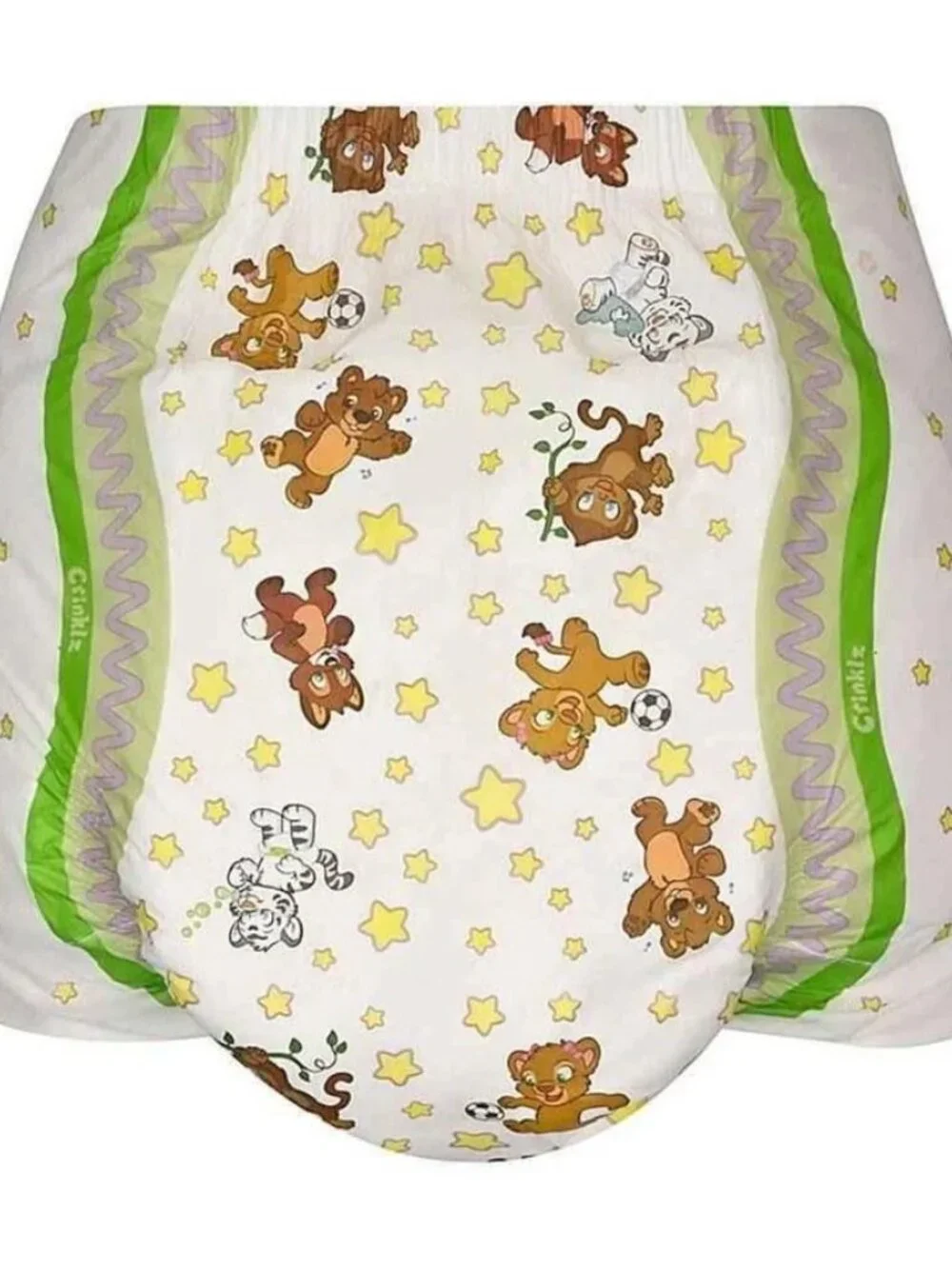 Crinklz Original Print Plastc Backed Adult Diapers sz LG 4 Pack
